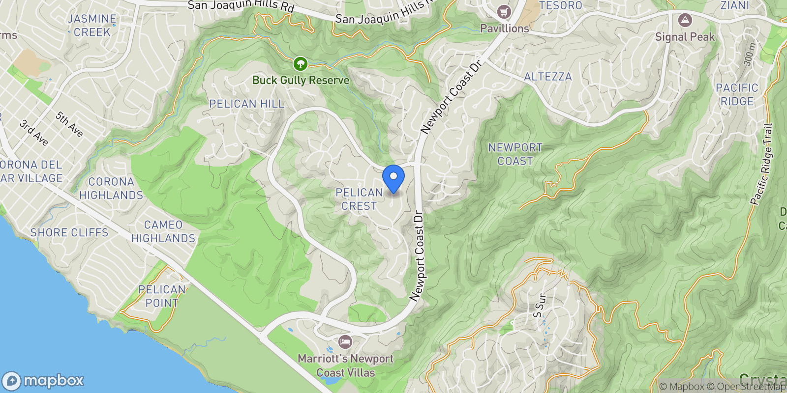 Map showing 9 Shoreridge, Newport Beach, California, United States.