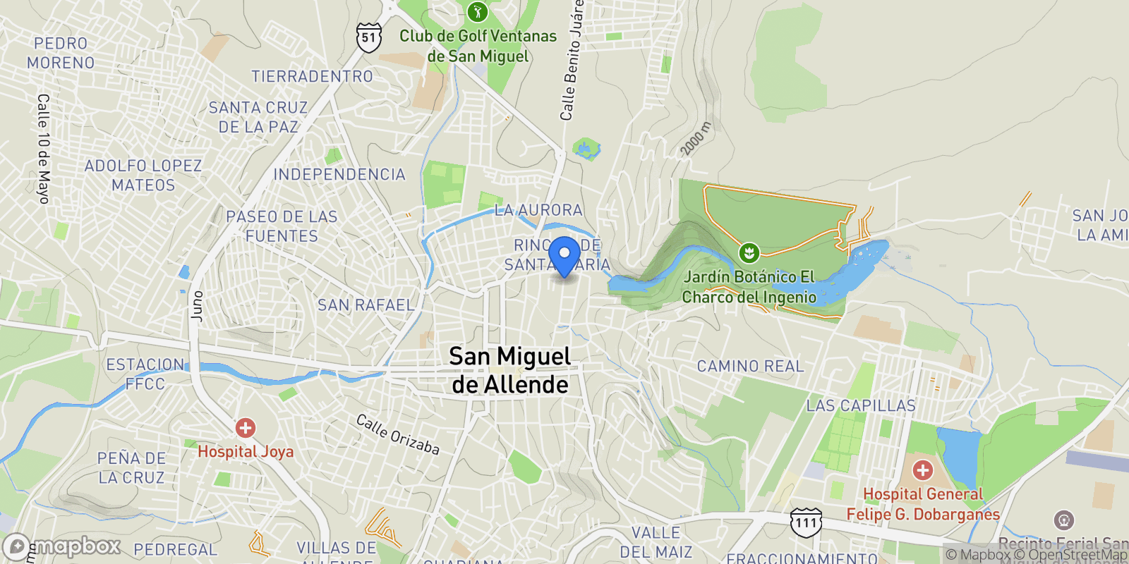 Map showing Animas #8, San Miguel de Allende, GUA 37700, Presita Guadalupe, Guanajuato, Mexico.