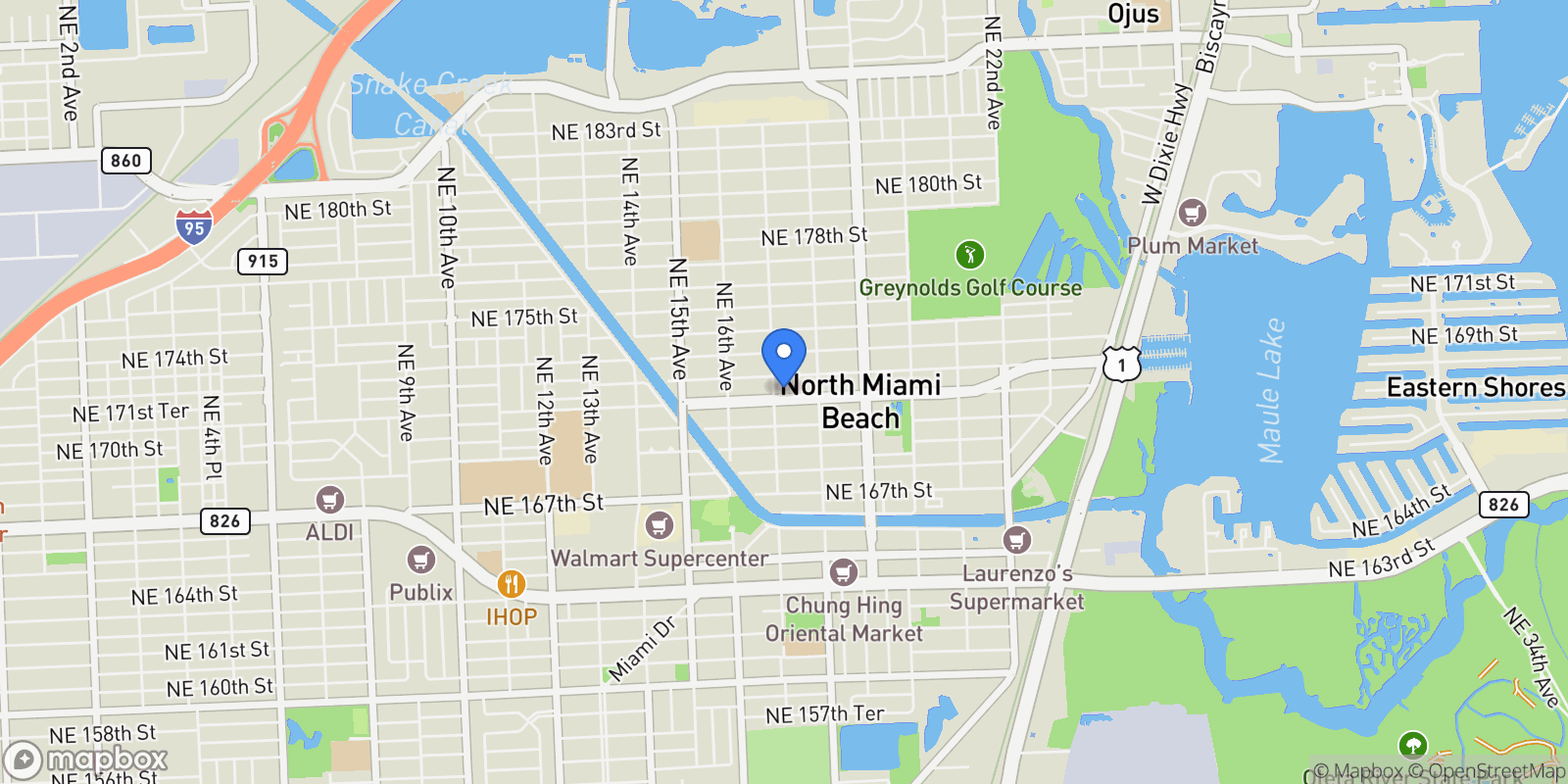 Map showing 1731 NE 171st St, North Miami Beach, FL 33162, North Miami Beach, FL, United States.