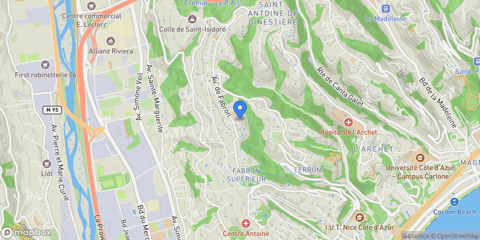 Map showing Nice, Provence-Alpes-Côte d'Azur, France.