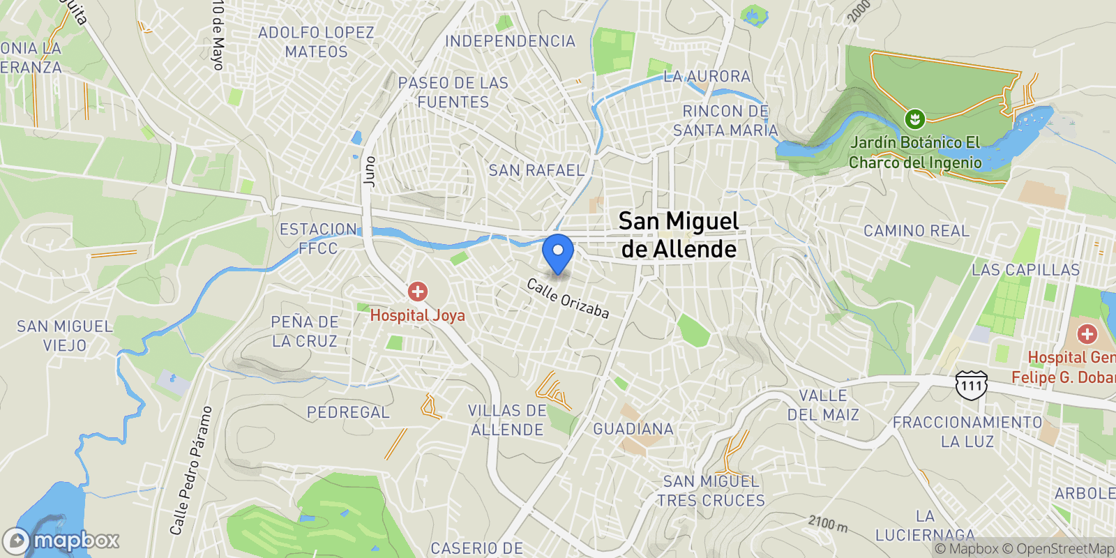 Map showing Prol. Refugio #6, San Miguel de Allende, GUA 37750, San Miguel de Allende, Guanajuato, Mexico.