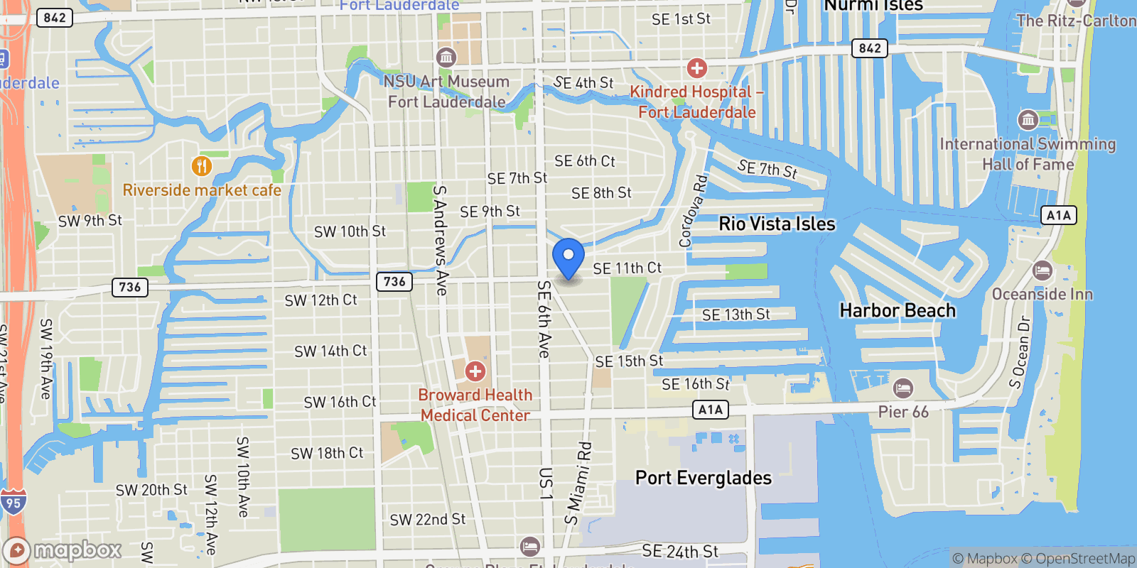 Map showing 716 SE 12th St #13, Fort Lauderdale, FL 33316, Fort Lauderdale, Florida, United States.