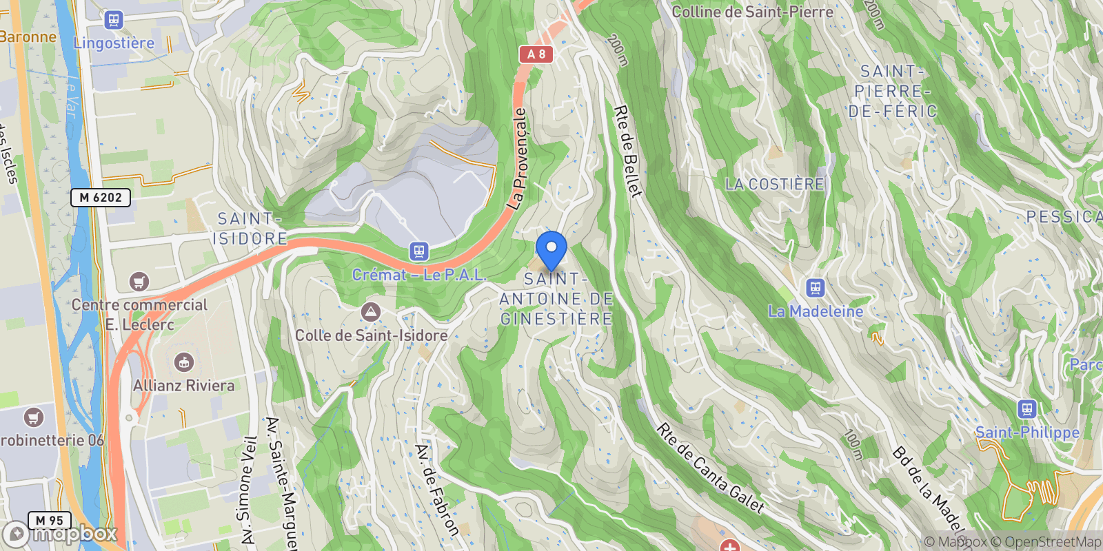 Map showing Nice, Provence-Alpes-Côte d'Azur, France.