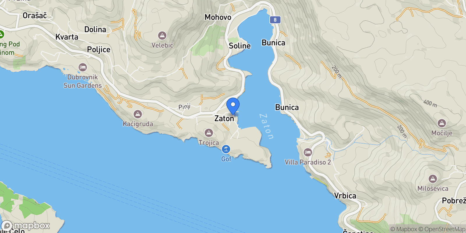 Map showing Zaton, Dubrovnik-Neretva, Zaton, Dubrovnik-Neretva County, Croatia.