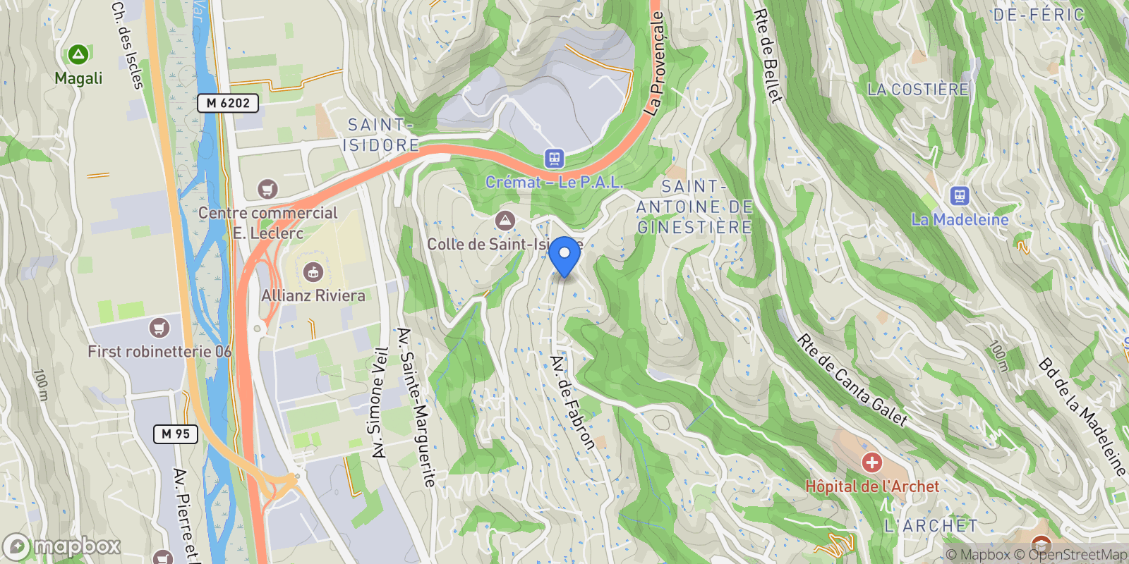 Map showing Nice, Provence-Alpes-Côte d'Azur, France.