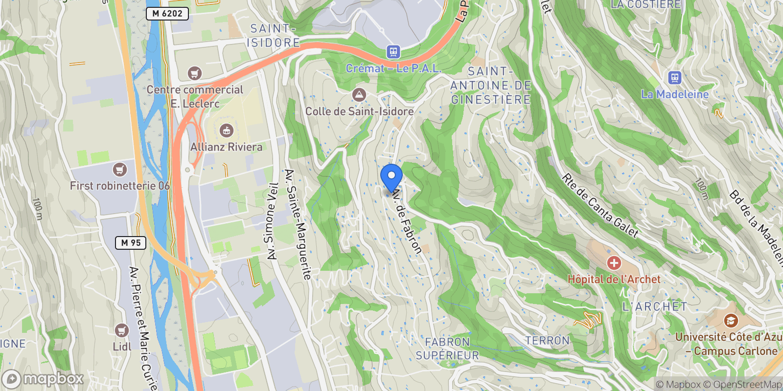 Map showing Nice, Provence-Alpes-Côte d'Azur, France.