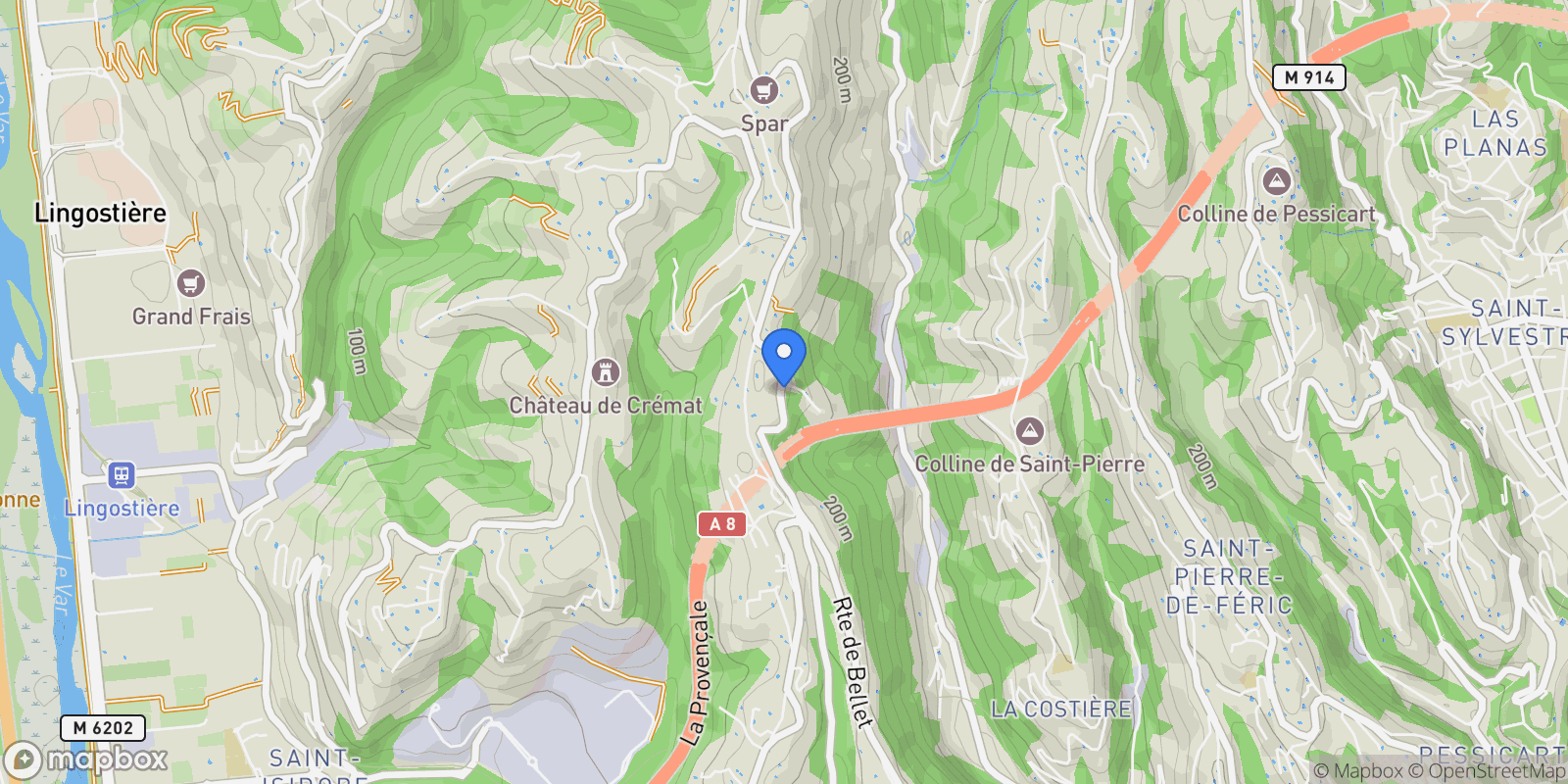 Map showing Nice, Provence-Alpes-Côte d'Azur, France.