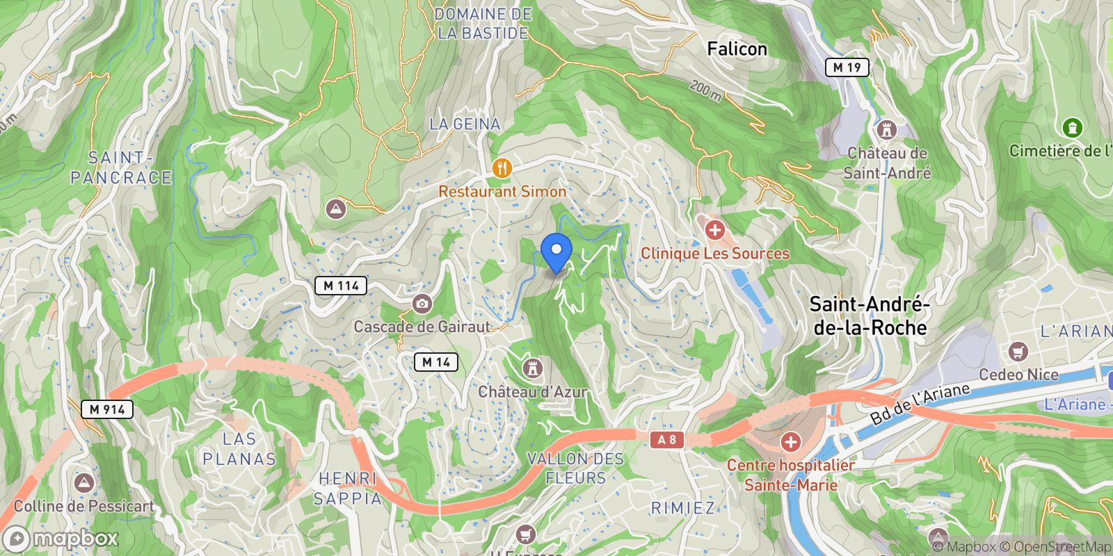 Map showing Nice, Provence-Alpes-Côte d'Azur, France.