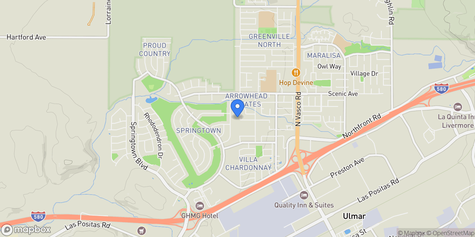 Map showing 1414 Columbine Way, Livermore, CA 94551, Livermore, California, United States.