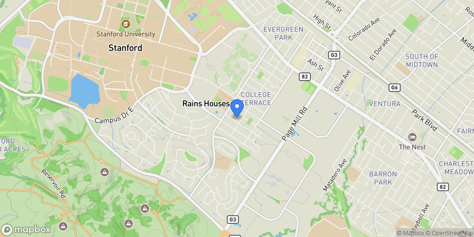 Map showing 2145 COLUMBIA St, Palo Alto, CA 94306, Palo Alto, California, United States.