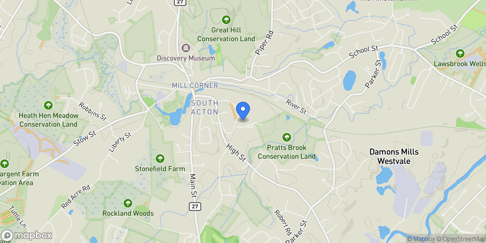 Map showing 12 Brewster Lane Unit 12, Acton, MA 01720, Acton, Massachusetts, United States.