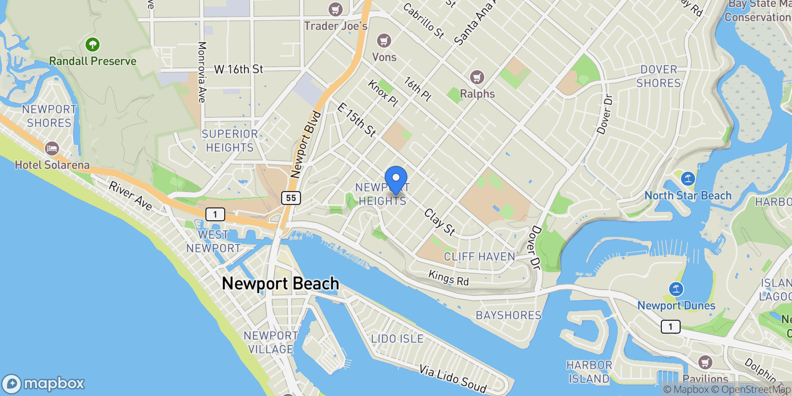 Map showing 430 Tustin Avenue, Newport Beach, California, United States.