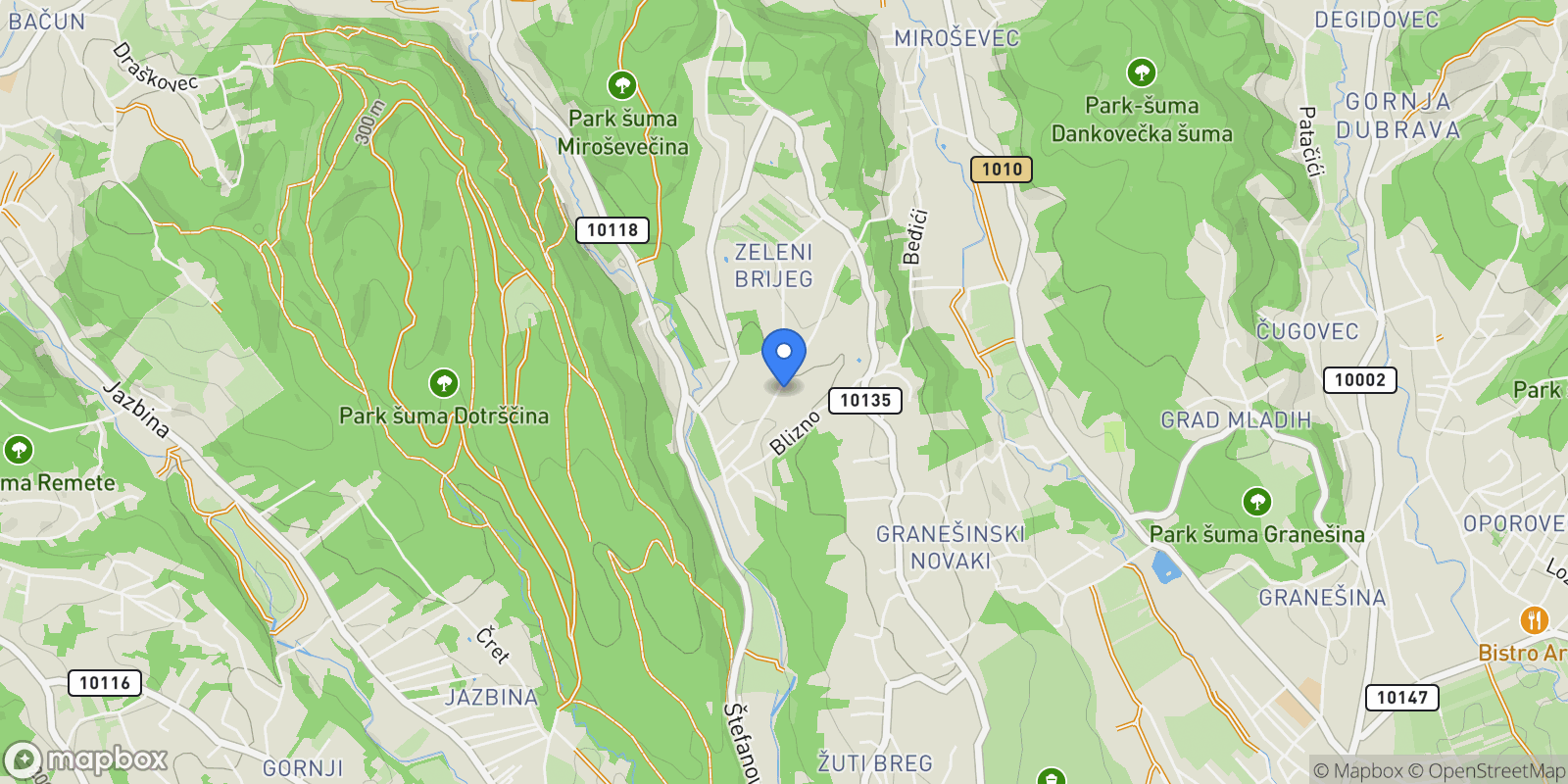 Map showing Donja Dubrava, Zagreb, Mjesni odbor Zeleni brijeg, Zagreb, City of Zagreb.