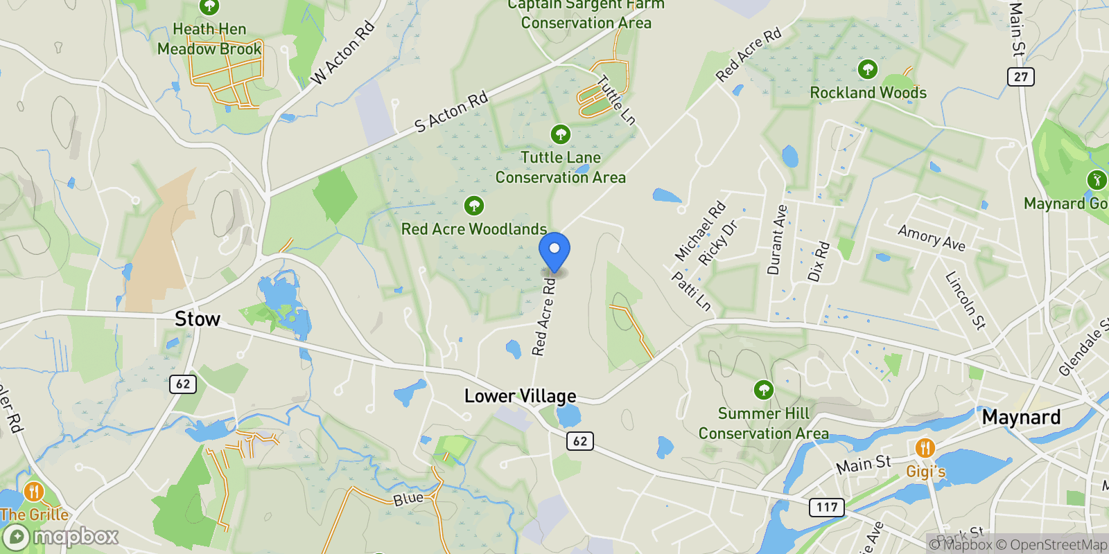 Map showing 85 Red Acre Road , Stow, MA 01775, Stow, Massachusetts, United States.