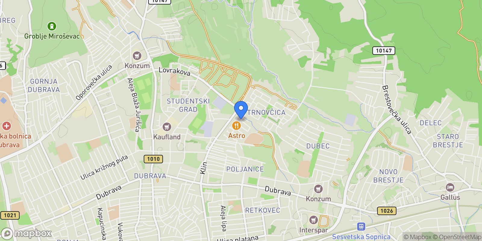 Map showing Trnovčica, Zagreb, Mjesni odbor Trnovcica, Zagreb, City of Zagreb.