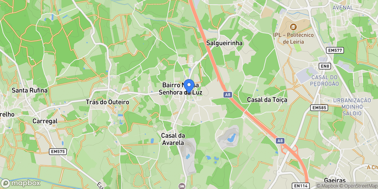 Map showing Santa Maria, Sao Pedro e Sobral da Lagoa, Leiria District, Portugal.