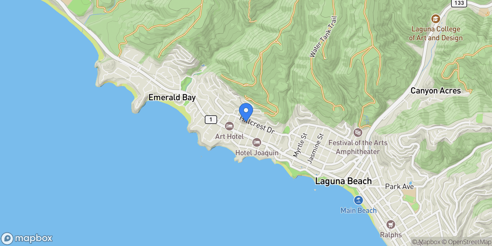 Map showing 284 Chiquita, Laguna Beach, California, United States.