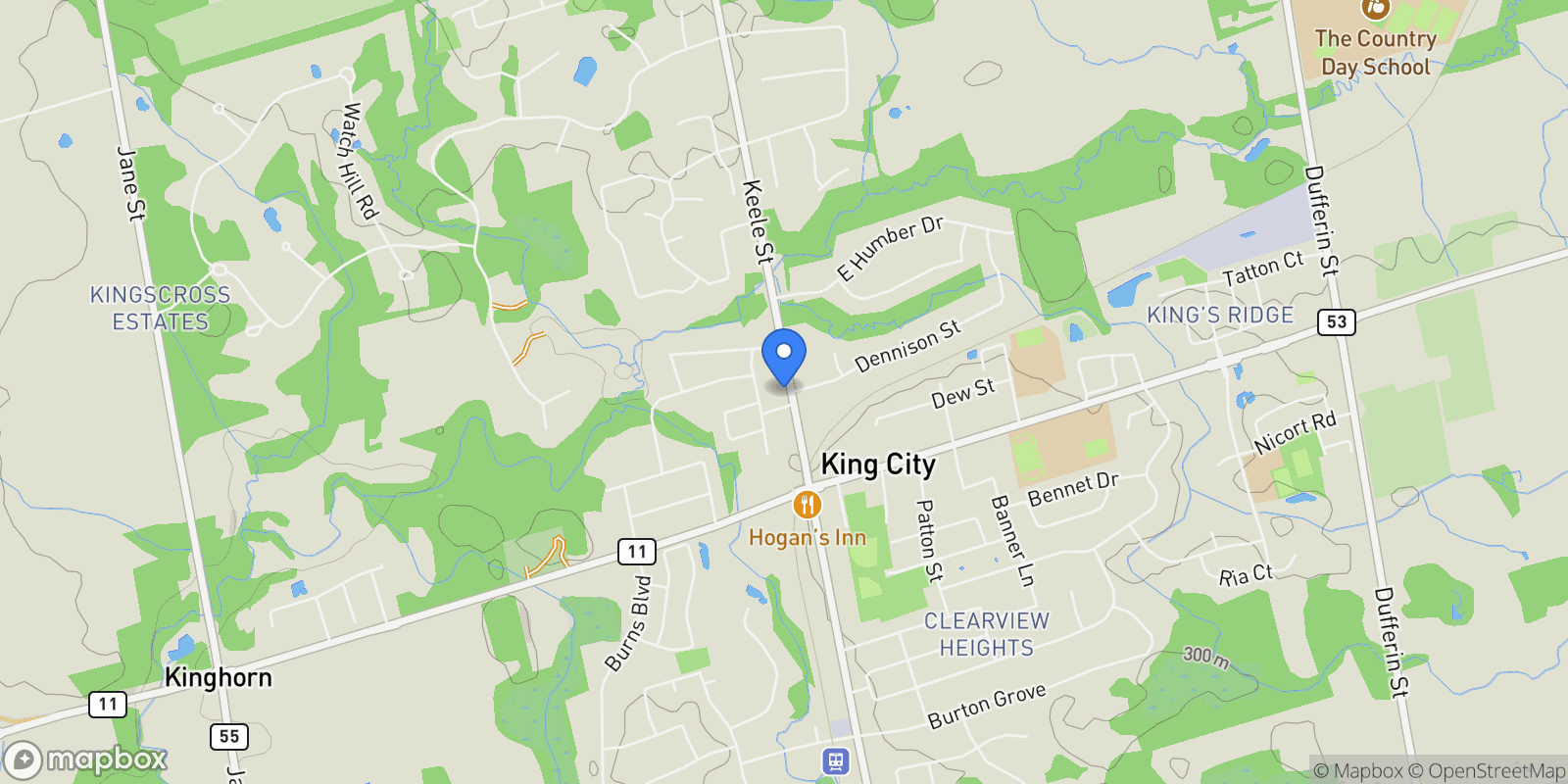 Map showing 13132 Keele Street, King City, Ontario, Canada.