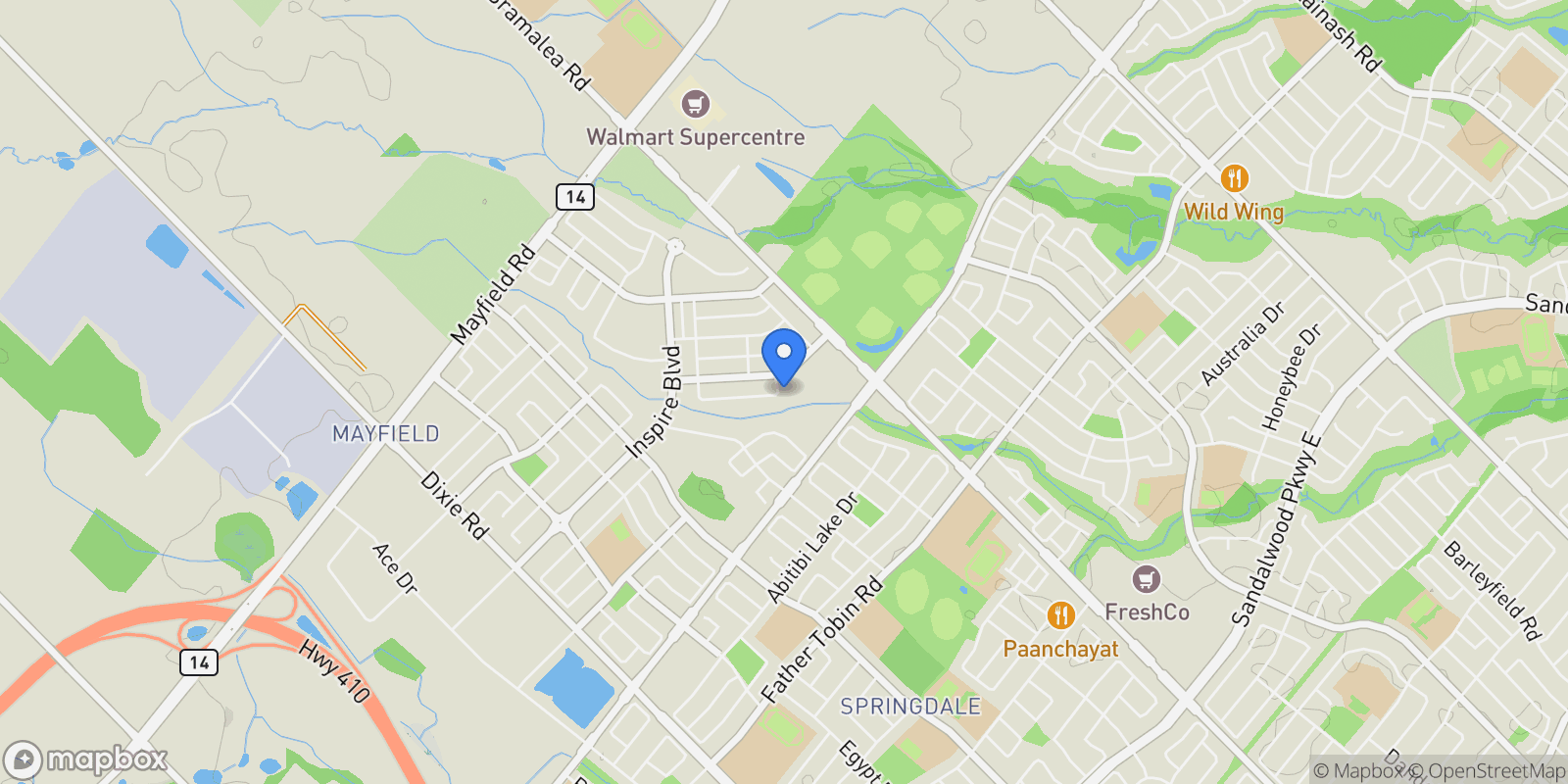 Map showing 10 Keyworth Crescent, Brampton, Ontario, Canada.