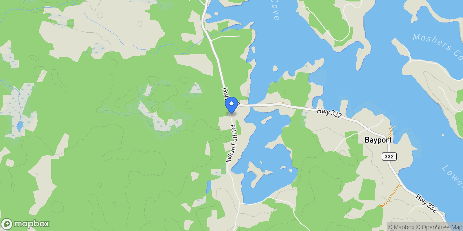 Map showing 125 Indian Path Road, Lunenburg, Nova Scotia, Canada.