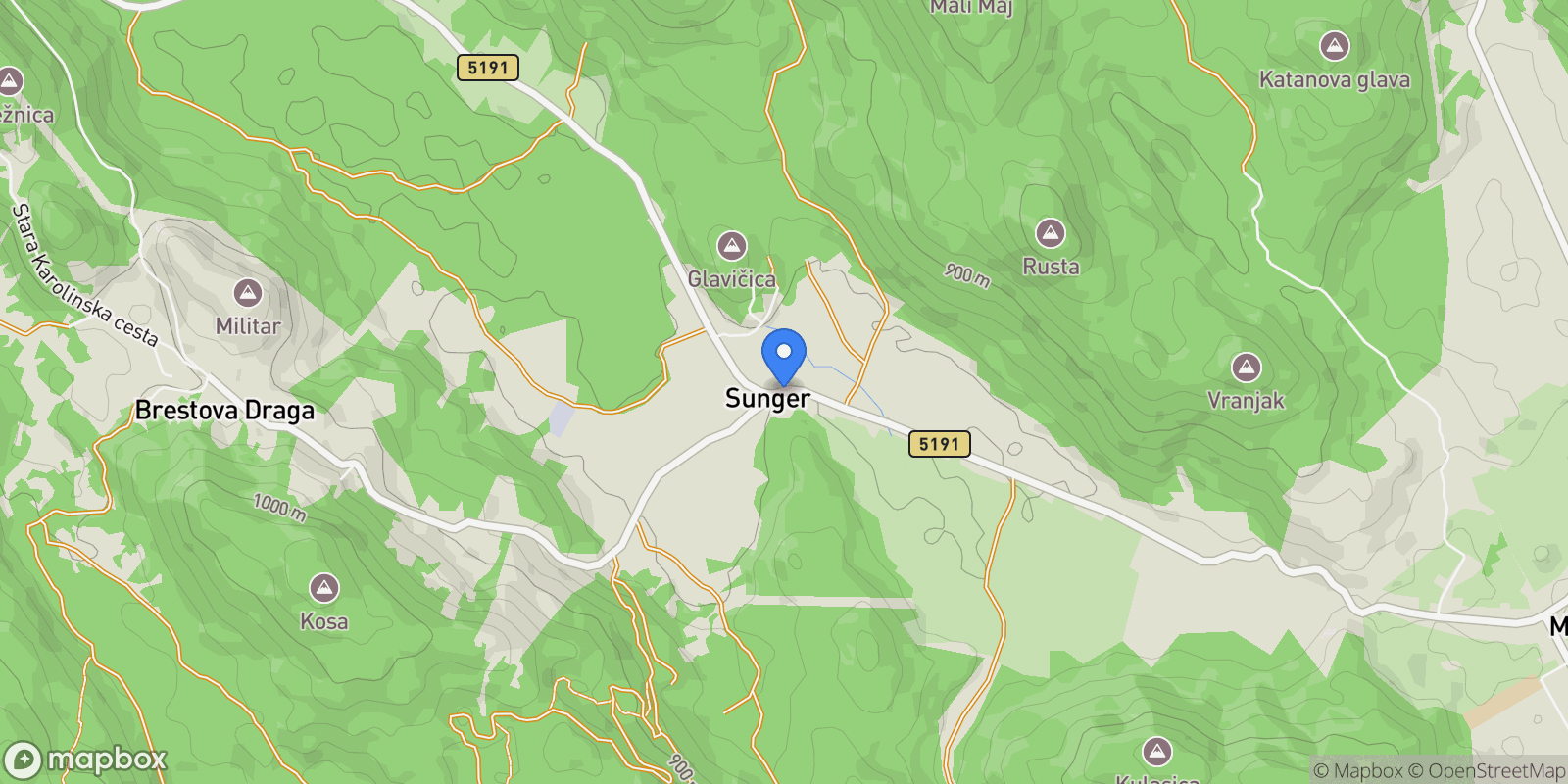 Map showing Mrkopalj, Primorje-Gorski Kotar County, Croatia.
