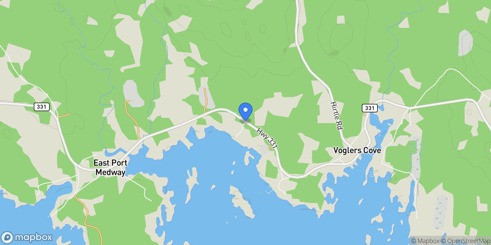 Map showing 42 Indian Bay Road, Voglers Cove, Nova Scotia, Canada.
