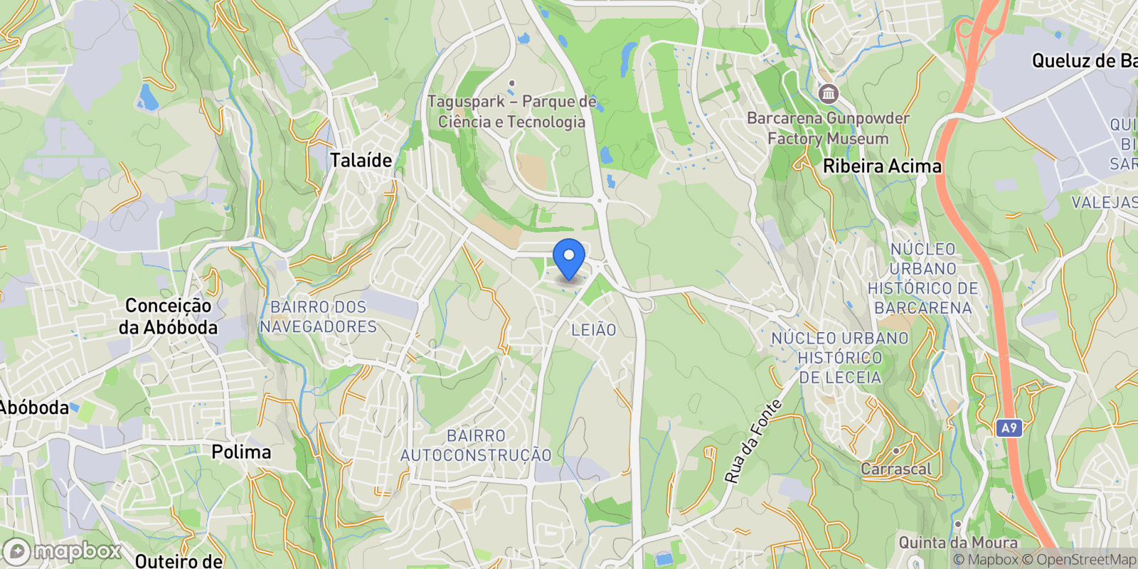 Map showing Rua António Xavier Pereira  Coutinho, Porto Salvo, Lisbon, Portugal.