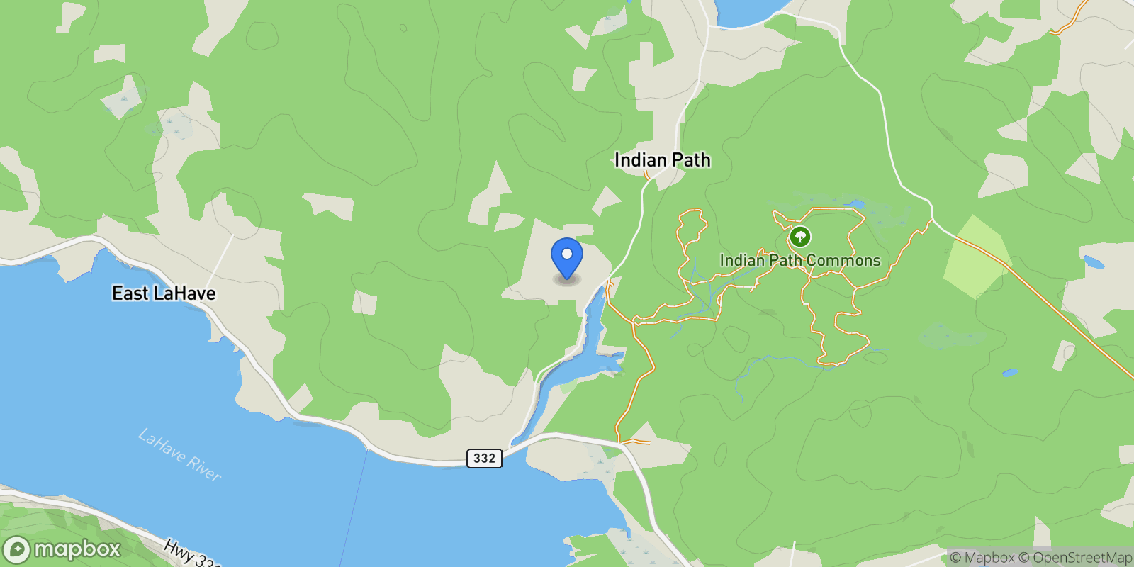 Map showing 520 Indian Path Road, East LaHave, Nova Scotia, Canada.