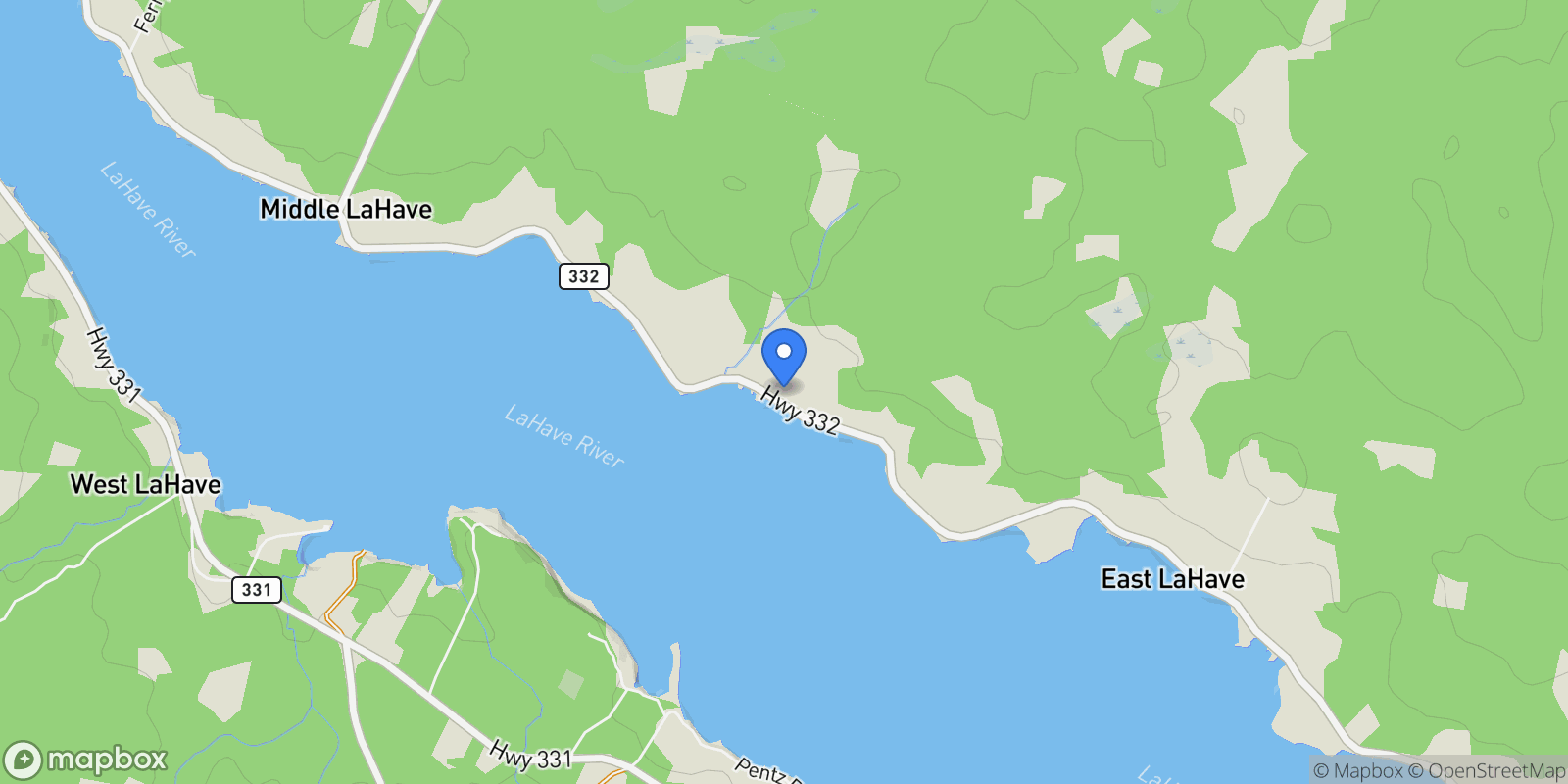 Map showing 5070 Highway 332, East LaHave, Nova Scotia, Canada.