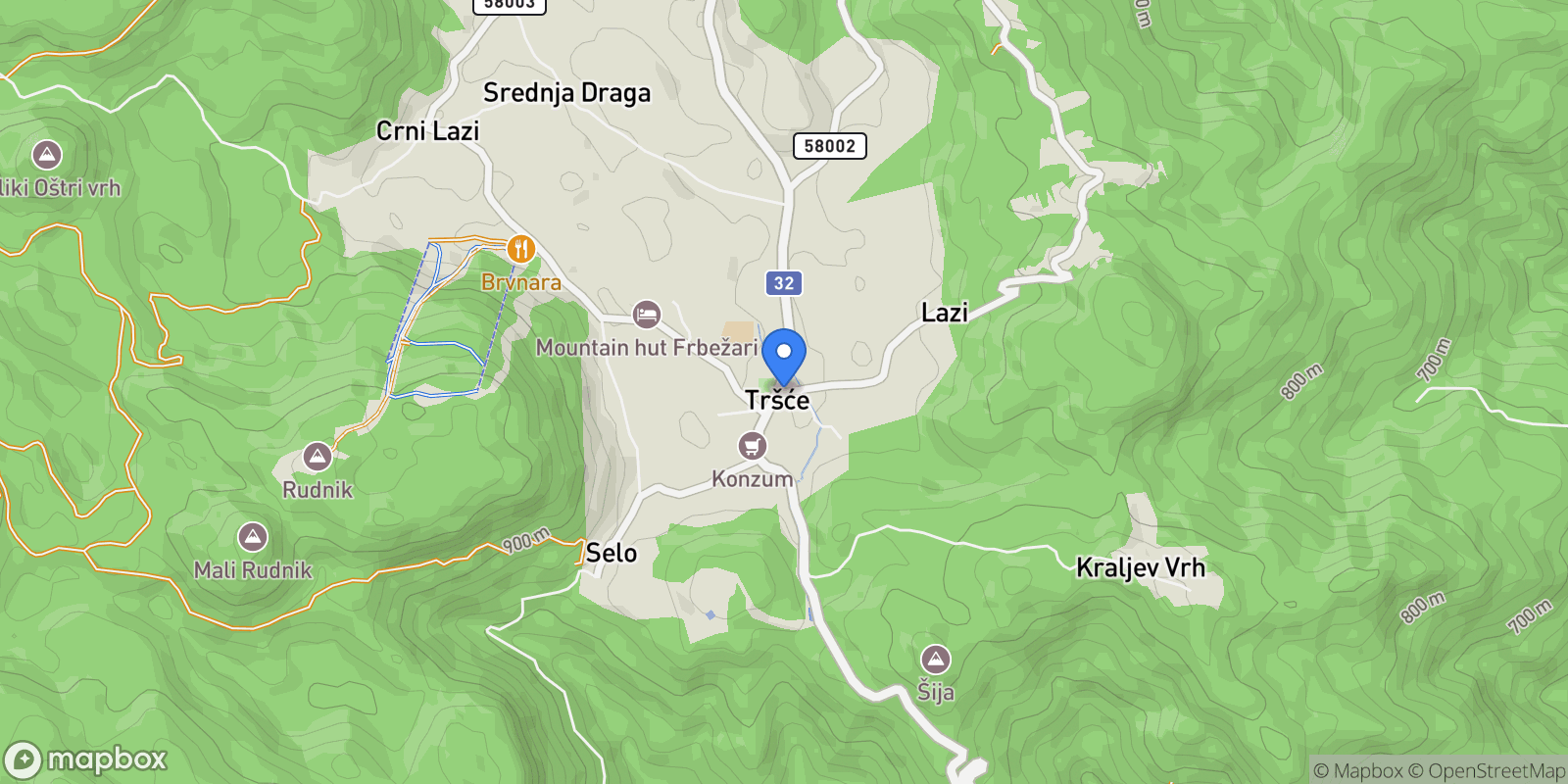 Map showing Grad Cabar, Primorje-Gorski Kotar County, Croatia.