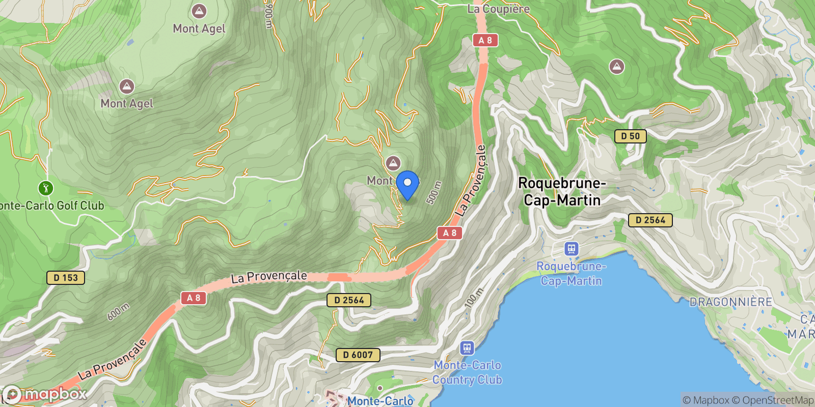 Map showing ROQUEBRUNE CAP MARTIN, U 06190, Roquebrune-Cap-Martin, Provence-Alpes-Côte d'Azur, France.