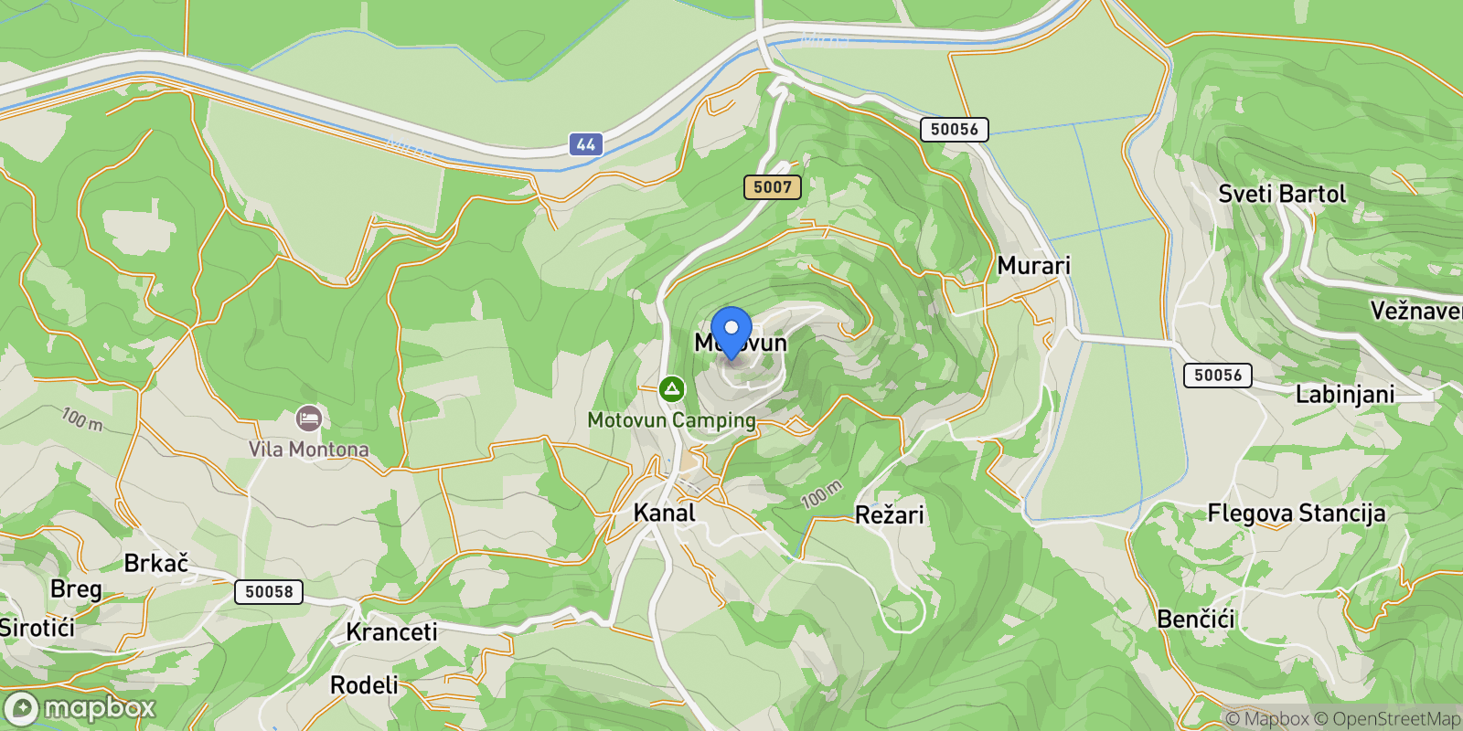 Map showing Opcina Motovun, Istria County, Croatia.