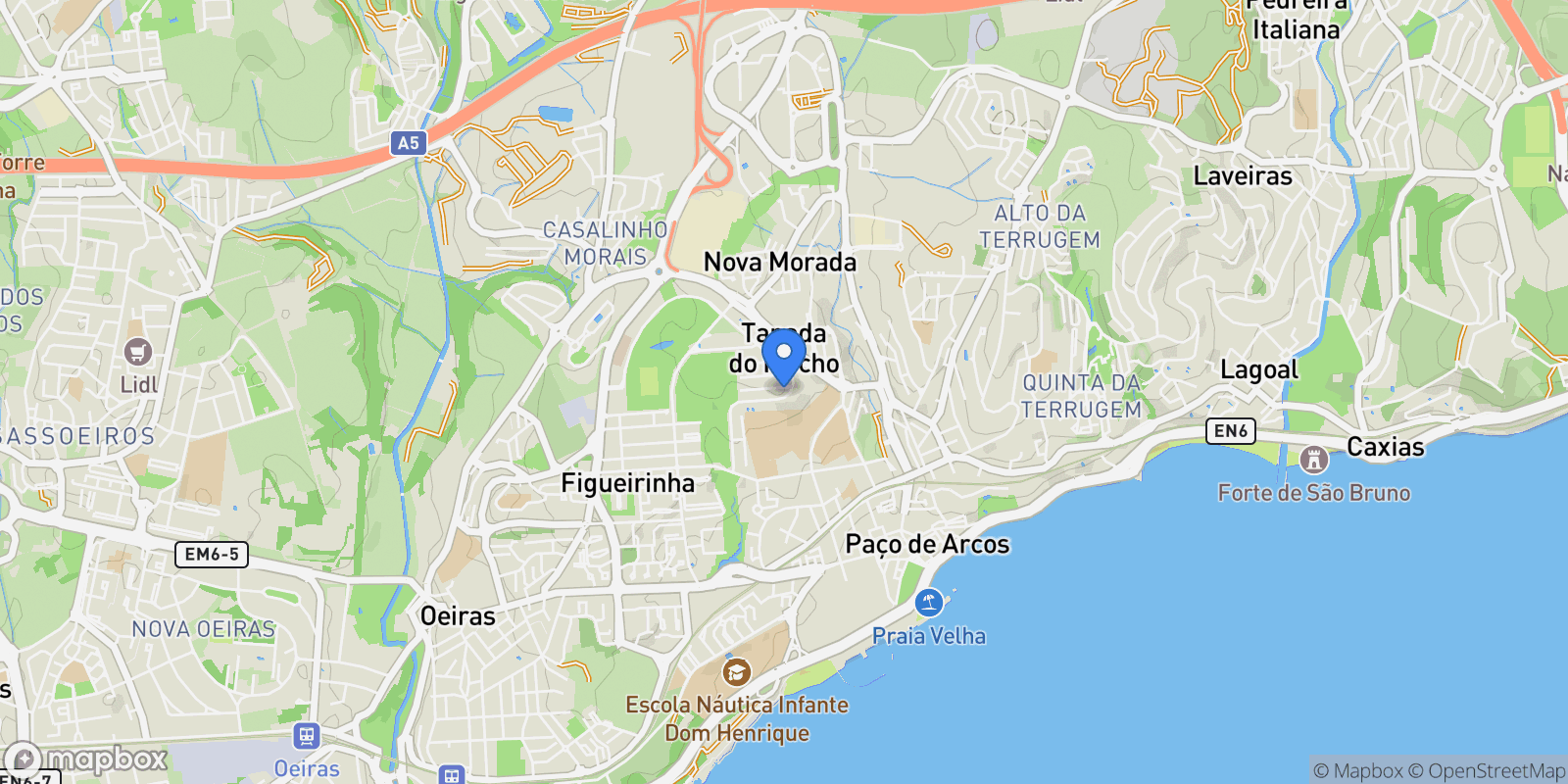 Map showing Rua Franco Nogueira Nº3 1º B, Oeiras e Sao Juliao da Barra, Paco de Arcos e Caxias, Lisbon, Portugal.