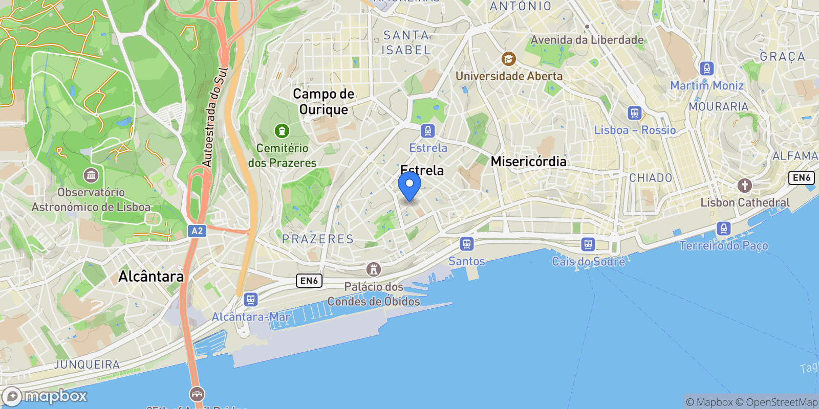 Map showing Rua de São Félix, Lisbon, Portugal, Estrela, Lisbon, Portugal.