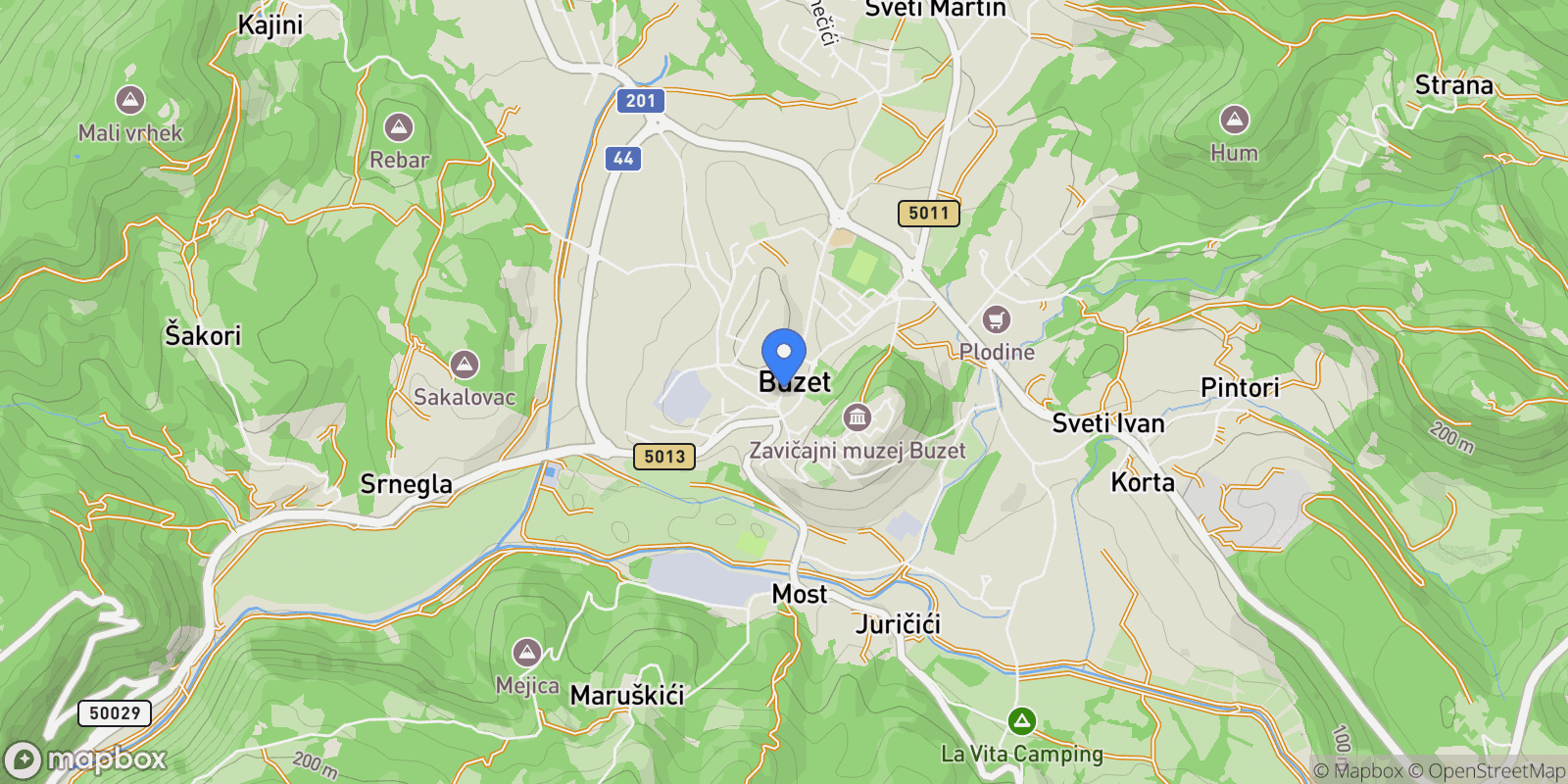 Map showing Grad Buzet, Istria County, Croatia.