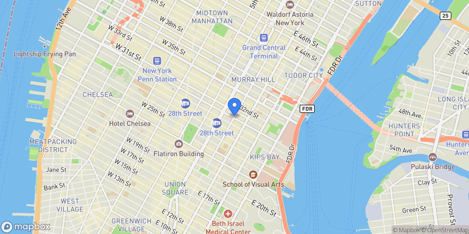 Map showing 133 East 30th Street                                         #1A, New York, New York, United States.