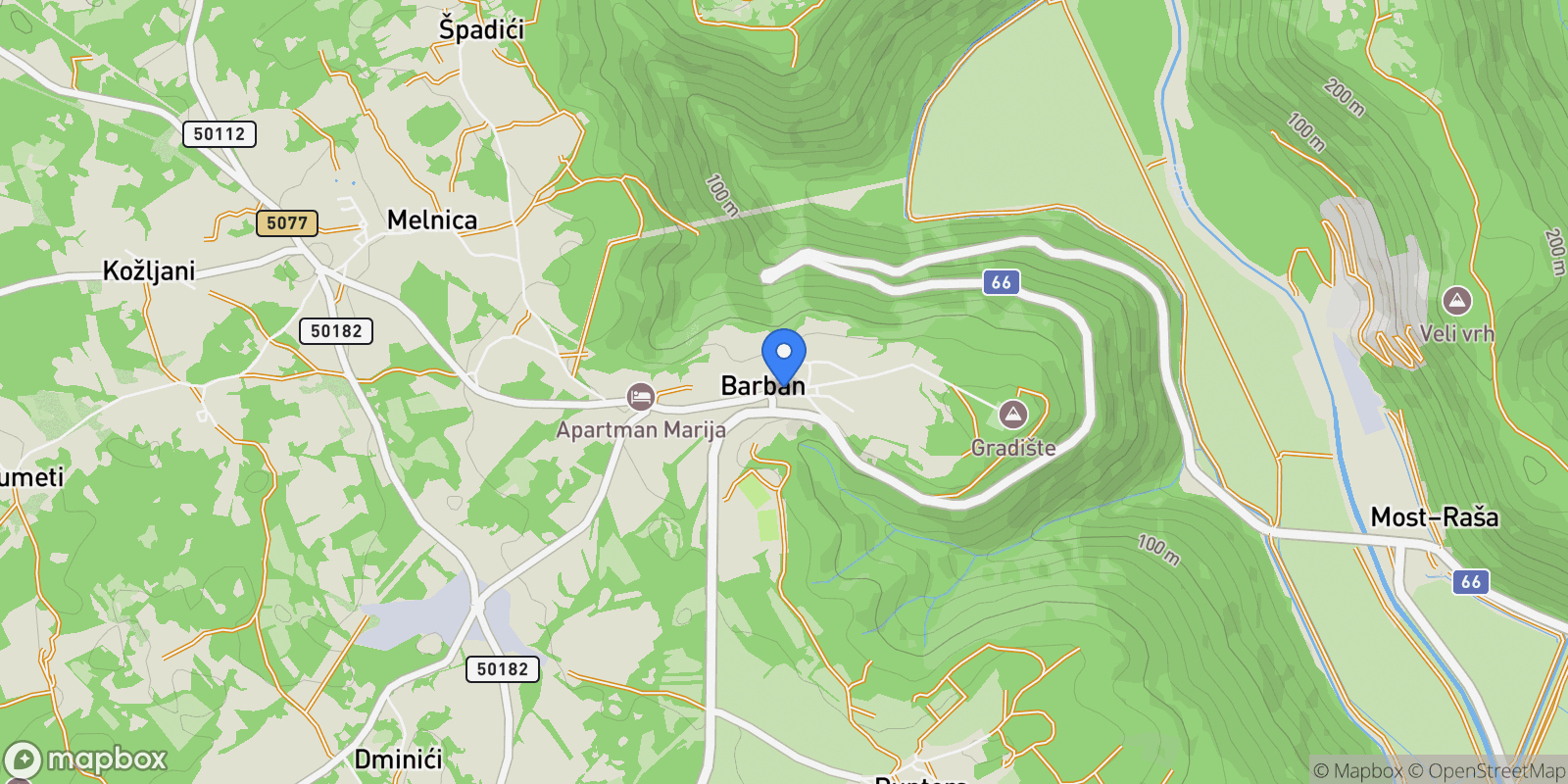 Map showing Barban, Istria County, Croatia.