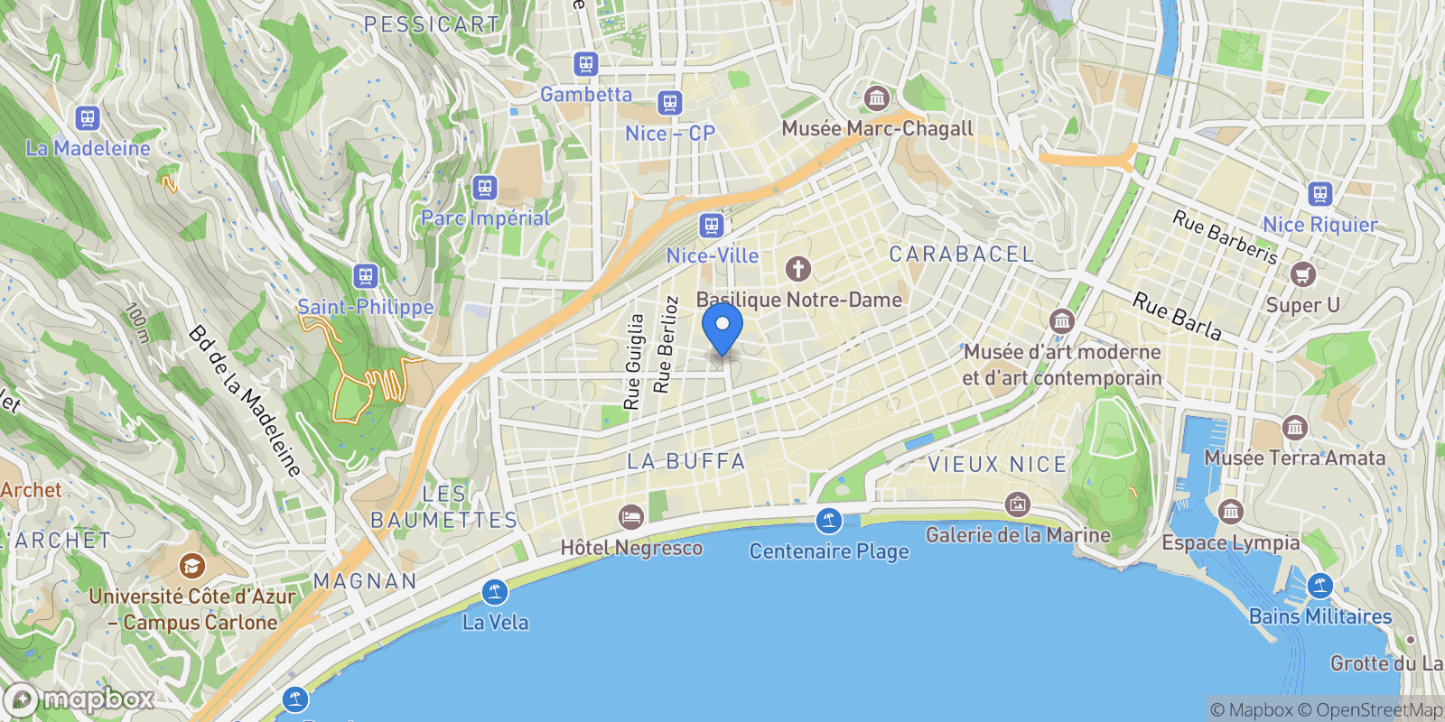 Map showing NICE, U 06000, Nice, Provence-Alpes-Côte d'Azur, France.