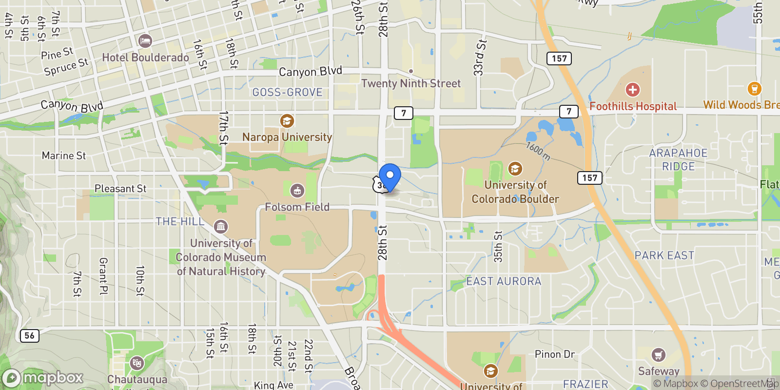 Map showing 2801 Pennsylvania Avenue, Boulder, Colorado, United States.