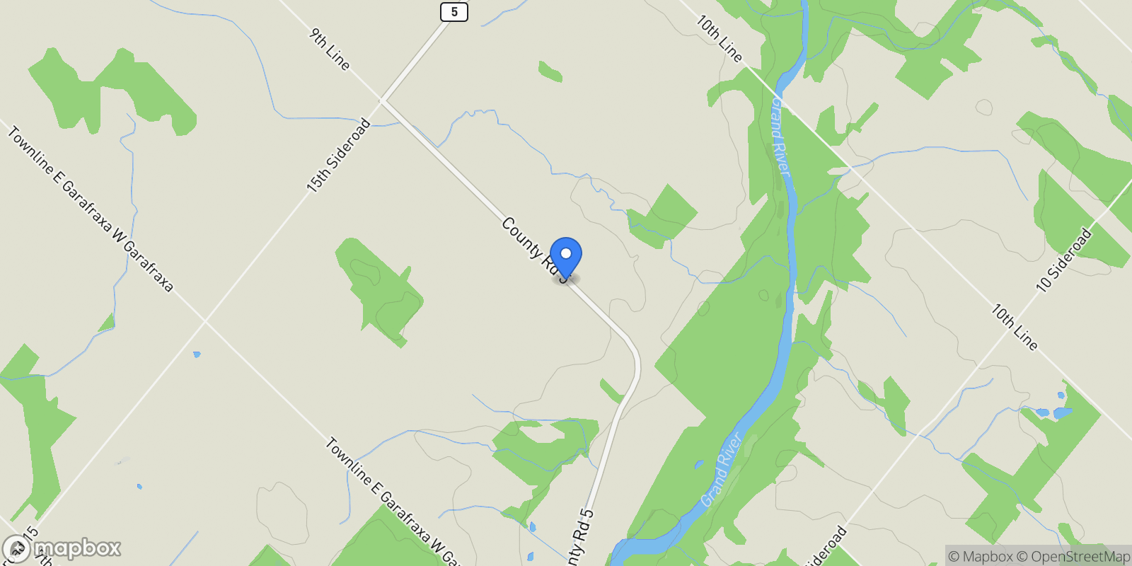Map showing 121012 Dufferin Road 5 N/A, East Garafraxa, ON L9W 6Z2, East Garafraxa, Ontario, Canada.
