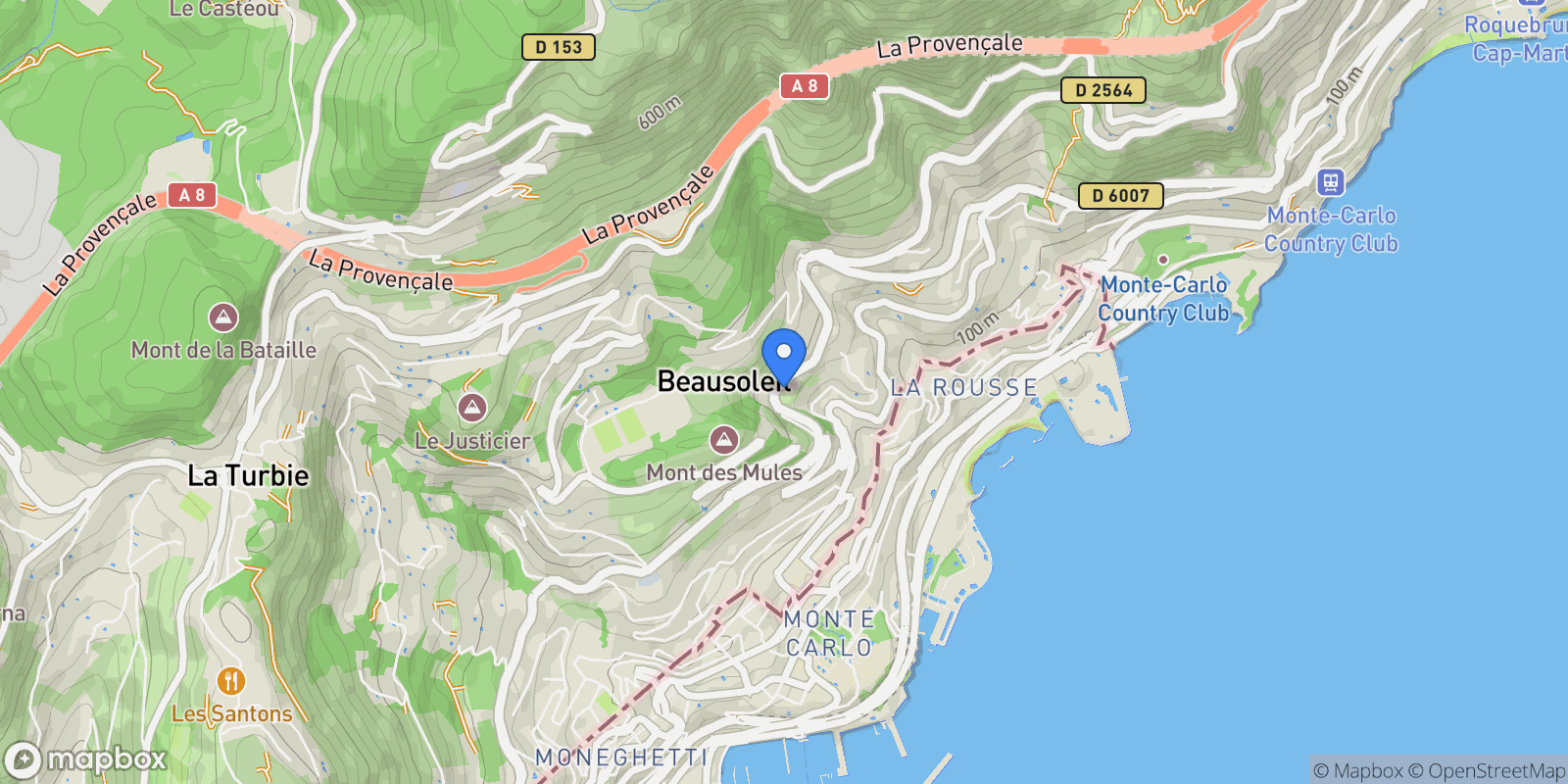 Map showing BEAUSOLEIL, U 06240, Beausoleil, Provence-Alpes-Côte d'Azur, France.
