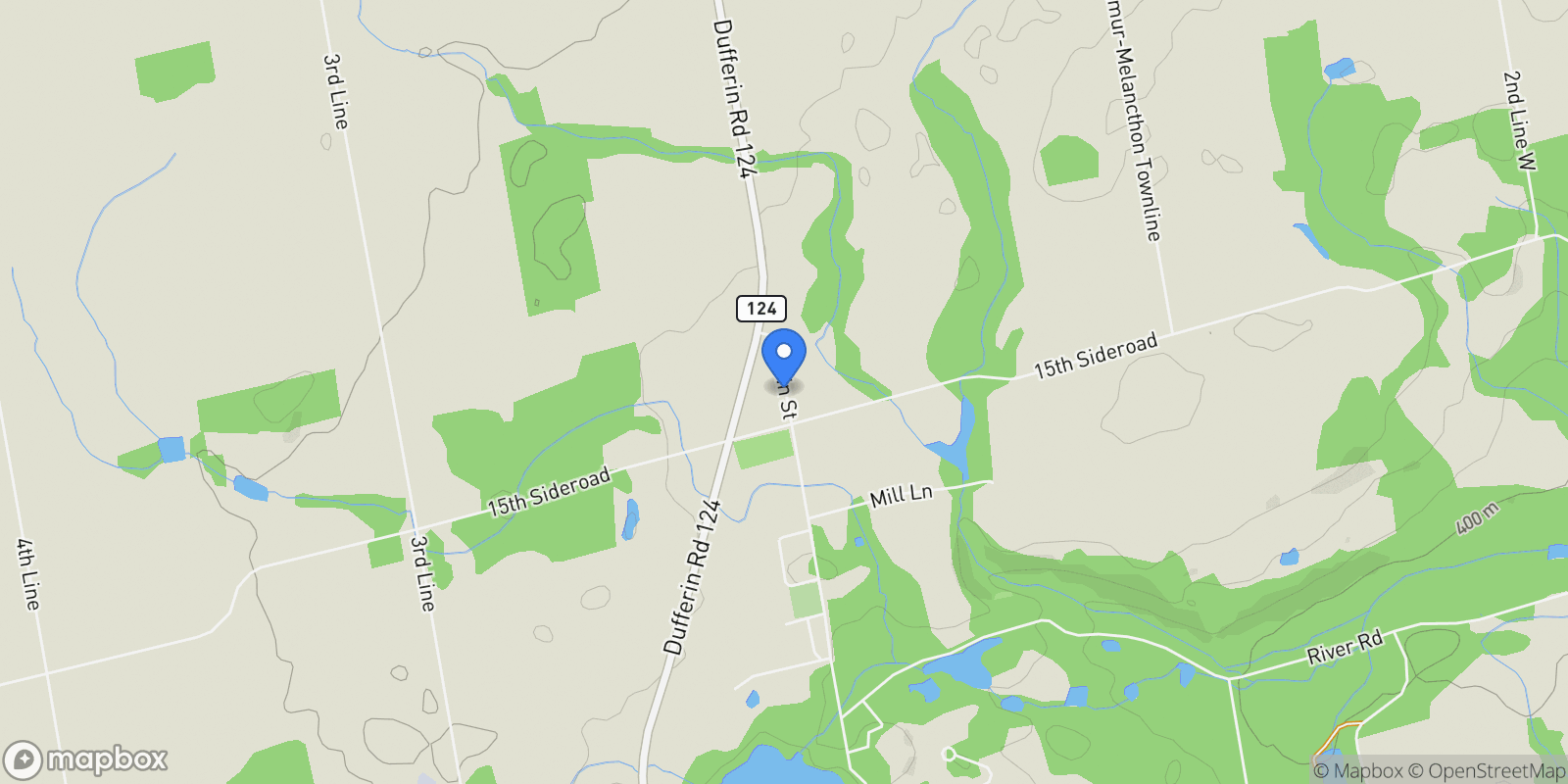 Map showing 537266 Main Street, Melancthon, ON L0N 1J0, Melancthon, Ontario, Canada.