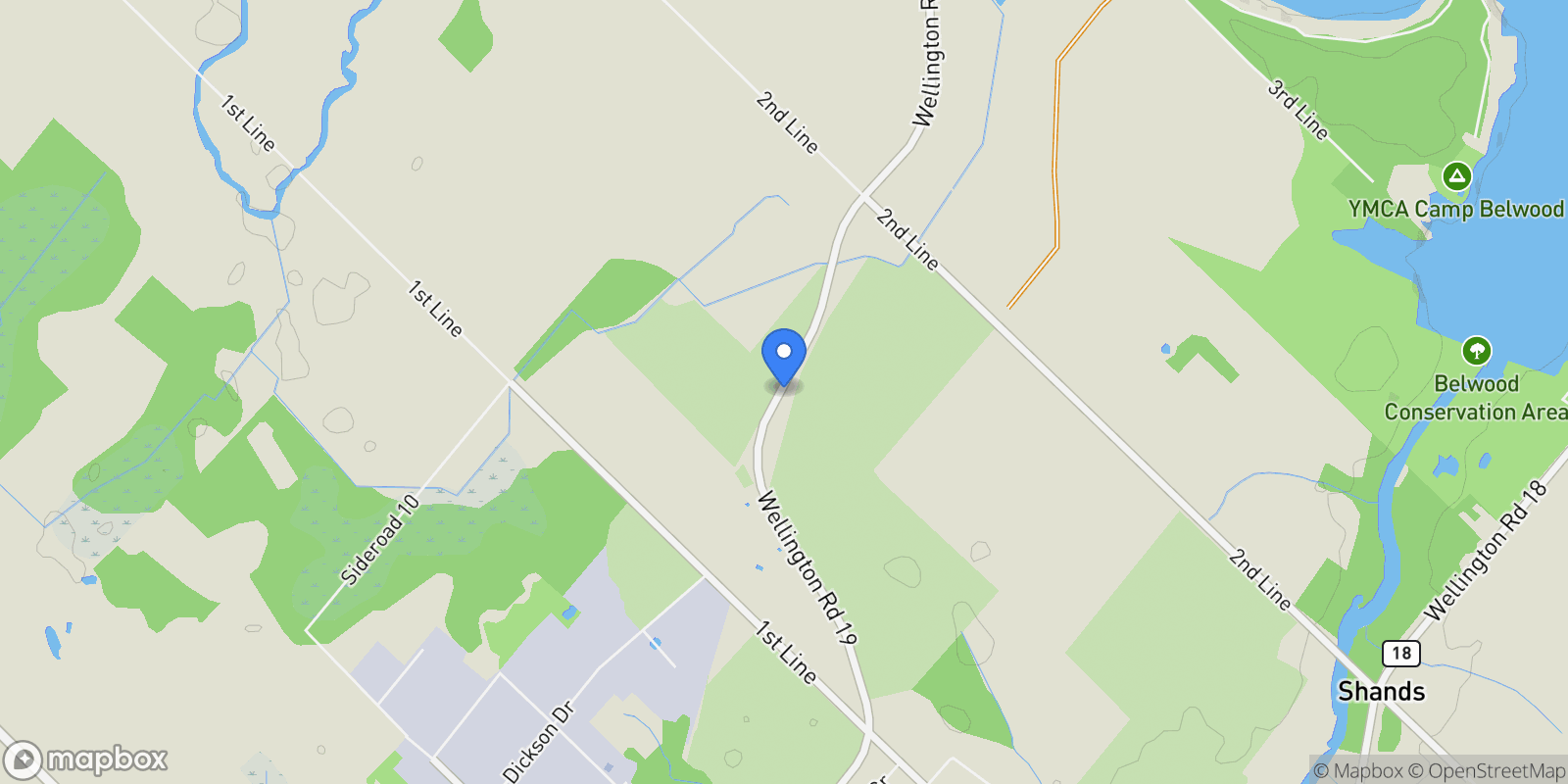 Map showing 6895 Second Line, Centre Wellington, ON N1M 2W4, Fergus, Ontario, Canada.