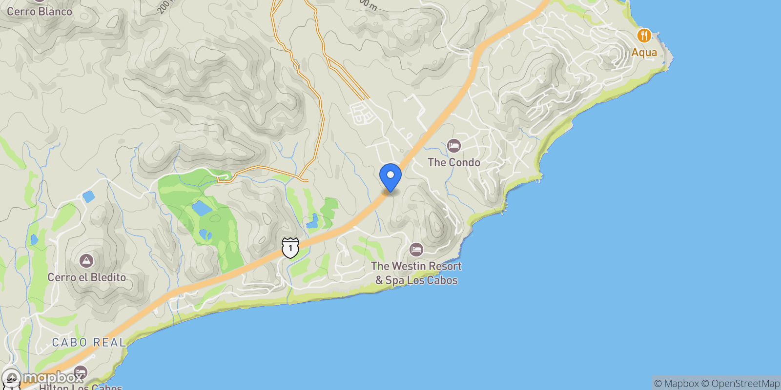 Map showing DUNNA RESIDENCES 2-505, SAN JOSE DEL CABO, BCS 23405, San José del Cabo, Baja California Sur, Mexico.