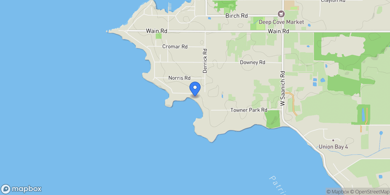 Map showing 605 Towner Park Road, North Saanich, BC V8L 5L7, North Saanich, British Columbia, Canada.