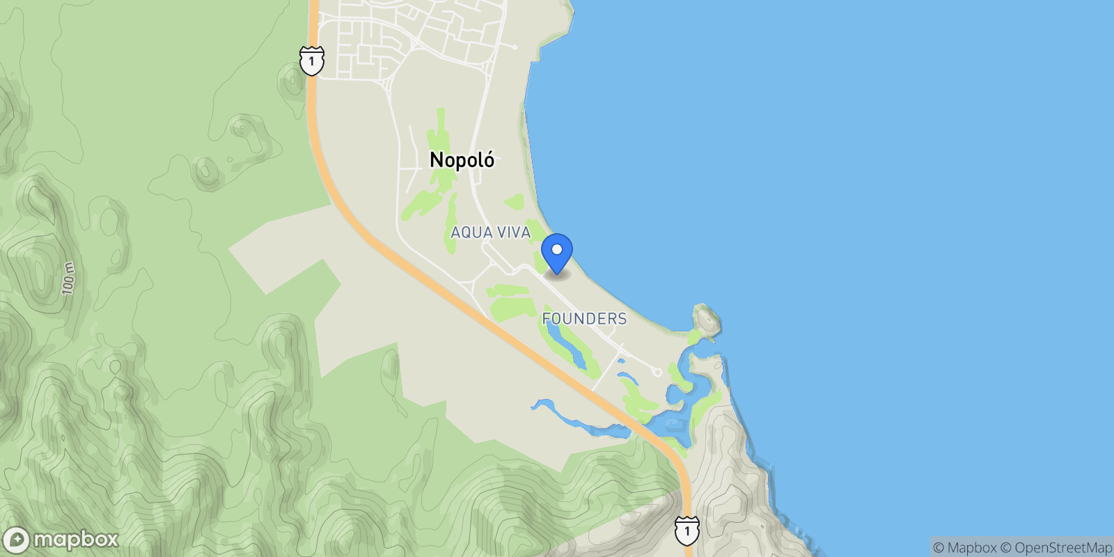 Map showing Founders, Loreto, BCS 23887, Nopoló, Baja California Sur, Mexico.