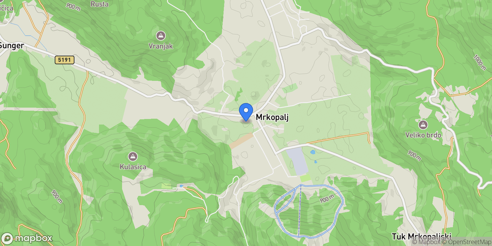 Map showing Mrkopalj, Primorje-Gorski Kotar County, Croatia.