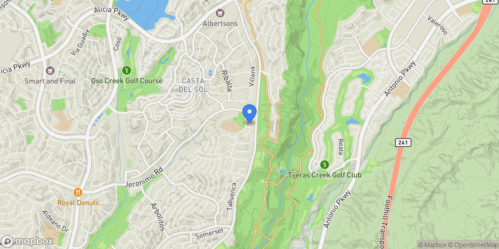 Map showing 24101 Zancon, Mission Viejo, California, United States.