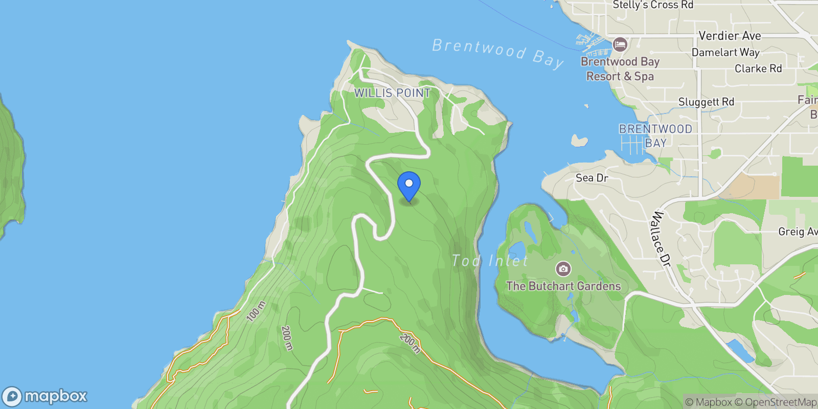 Map showing Lot 4 Willis Point Road, Central Saanich, BC V9E 2A2, Brentwood Bay, British Columbia, Canada.