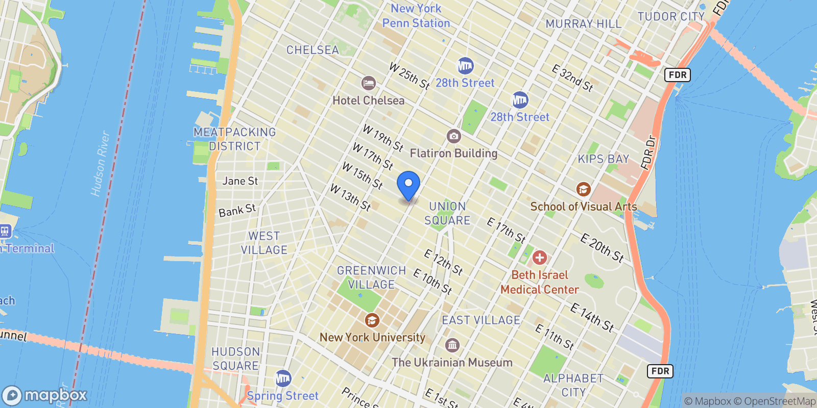 Map showing 10 West 15th Street #624, New York, New York, United States.